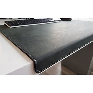 Gehoekte bureauonderlegger met randbescherming, nubuck leer, 60 x 38 cm, antraciet