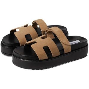 Steve Madden Bigmayven Wedge sandaal voor dames, Taupe suede, 41 EU