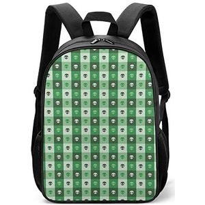 Alien Faces Green Squares Lichtgewicht Rugzak Reizen Laptop Tas Casual Dagrugzak voor Mannen Vrouwen