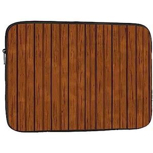 Bruine houten patroon draagbare laptop binnenzak - gemaakt van hoge dichtheid Oxford-doek, zakelijke kantoorbenodigdheden voor mannen en vrouwen. 40 cm