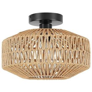 Rotan Hanglamp, Boho Geweven Lampenkap Plafondlamp Retro E27 Plafondlamp Woonkamer Handbewerkte Decoratieve Schaduw Plafondlamp Badkamer Voor Slaapkamer Woonkamer Eetkamer Hal Keuken