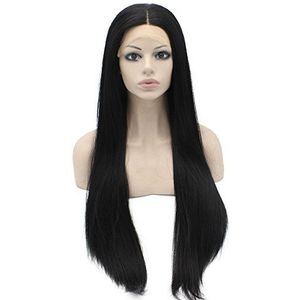 30inch Extra Long Straight Black Natural Lace Front Synthetic Wig