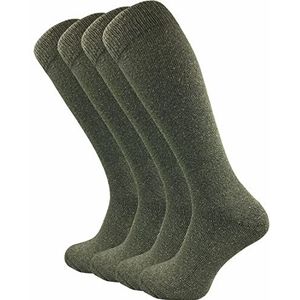 GAWILO 4 paar Army kniekousen voor heren, jachtkousen met dikke badstof zool, groen, 39-42 EU