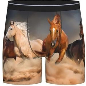 GRatka Boxer slips, heren onderbroek boxer shorts been boxer slips grappig nieuwigheid ondergoed, galopperende bruine paarden in de woestijn gedrukt, zoals afgebeeld, XXL
