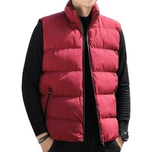 Wintervest Gewatteerd Herenvest, Mouwloos Donsjack Van Katoen, En Rits, Verwarmend Vest Mouwloos Vest(Rot,5XL)