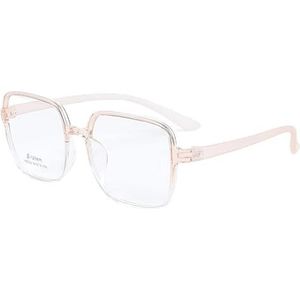 NOVESIXTDAT Oversized vierkante leesbril voor dames en heren, extra grote, stijlvolle blauwe lichtblokkerende leesbril, anti-verblindingsbril (kleur: helder tea, maat: +2,00)