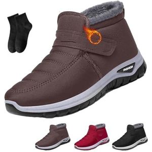 Dames antislip winter warme slip on orthopedische wandelschoenen dames winter sneeuwlaarzen vrouwen enkellaarzen warm bont gevoerd waterdicht geïsoleerde slip on outdoor schoenen, Koffie, 3 UK Wide