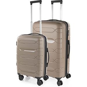 ITACA - Koffer Set - Koffers Set - Stevige Kofferset 2 Stuks - Reiskoffer Set. Set van 2 Trolley koffers (Handbagage Koffer, en Grote Koffer). Kofferset Delige. Lichtgewicht Koffers, Taupe