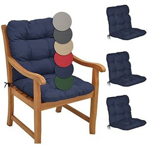 Beautissu Flair NL tuinkussen set van 4 - kussen voor tuin meubelen – zitkussen 100x50x8 cm donkerblauw – tuinkussens in matraskussen kwaliteit