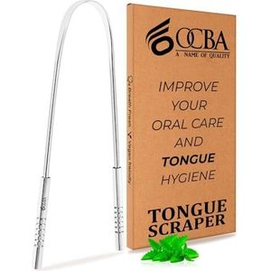 OCBA Tongreiniger Schraper Roestvrij staal voor tongreiniging Verwijder slechte adem en verbeter de mondhygiëne
