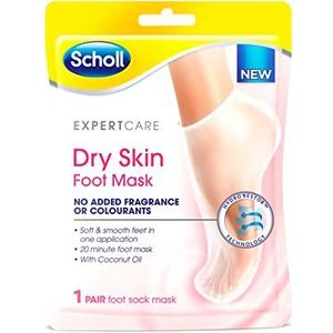 Scholl ExpertCare Droge Huid Voet Masker, voedend voetmasker met kokosolie, ureum en karitéboter, 24 uur vocht voor droge voethuid, 1 paar voetmaskersokken, eenheidsmaat