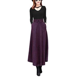 RIZ-ZOAWD - A-lijnrok - Rode Wijn - Lange Warme Winterrok - Geplooid