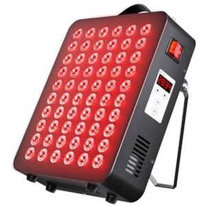 Rood lichttherapie apparaat voor lichaam, dual chip 660nm＆850nm, klinische kwaliteit 60 LED's met timer, lichaam, gezicht, ontspanning, slaap verbetering, pijnbestrijding (300W)