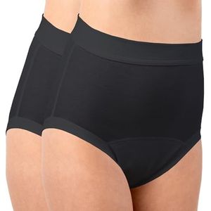 HERMKO 1265 2 stuks dames incontinentie slip met zachte tailleband van biologisch katoen, kleur: zwart, maat: 36/38 (S), zwart