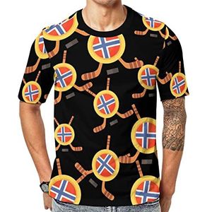 Hockey in Noorwegen Heren Crew T-shirts Korte Mouw Tee Casual Atletische Zomer Tops