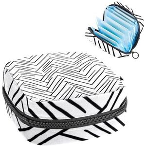 Zigzag Naadloze Patroon Maandverband Opbergtas, Grote Menstruatie Cup Pouch met Rits, Menstruatie Pads Bag Store Panty Liners Tampons voor Meisjes Vrouwen