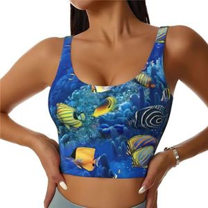 Tropische Vissen Print Casual Wear Vrouwen Sport Vest Yoga Vest Workout Vest Voor Vrouwen Lichtgewicht Trendy, Zwart, S