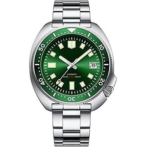 SD1970 Steeldive Merk 44 MM Mannen NH35 Duik Horloges Sapphire met Keramische Bezel Horloge voor Mannen, Groen Geen Logo, armband