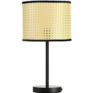 HOMCOM tafellamp, tafellamp met E27-voet, bedlamp van 40 W met rattenlampenkap, exclusief lamp, voor slaapkamer, woonkamer, naturel