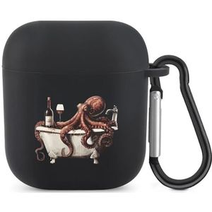Octopus Badkamer Leuke Case Voor AirPods 2&1 Schokbestendige Beschermende Hoofdtelefoon Gevallen Cover Met Sleutelhanger Voor Mannen Vrouwen