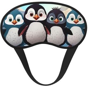 Slaap-oogmasker voor dames en heren, zacht, comfortabel slaapmasker, verduisterend, slaapoogbedekking voor reizen, yoga, dutje, werk, vijf schattige pinguïns