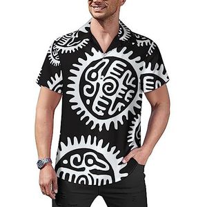 Aztec And Mayan Eagle casual overhemden met knopen voor heren, korte mouwen, Cubaanse kraag, T-shirts, tops, Hawaiiaans T-shirt, M