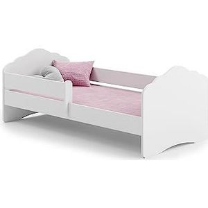 KOBI Kinderbed FALA wit | 160x80 | bed voor meisjes | met matras en frame | kinderkamer | eenpersoonsbed met reling | Kinderkamer