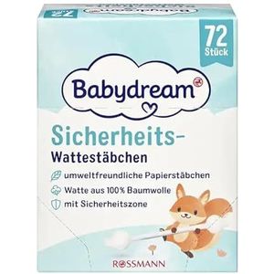 Babydream Veiligheidswattenstaafjes met veiligheidszone, 4 x 72 stuks, 100% katoen