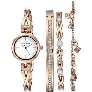 Anne Klein Women's AK/3082RGST Swarovski Crystal Accented Rose Gold-Tone Watch and Bracelet Set