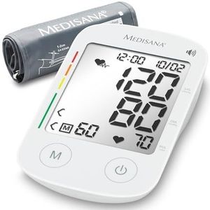 medisana BU 535 Voice Bovenarm bloeddrukmeter, nauwkeurige bloeddruk- en polsslagmeting met geheugenfunctie en spraakuitvoer, verkeerslichtschaal, functie om een onregelmatige hartslag aan te geven