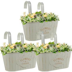 YedZen Metalen hangende bloempot, hangend, 4 stuks, 27,5 cm