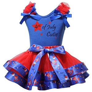 PetiteBelle 4. Cutie hemd juli US Hat Red Petal Rock Set Nb-8J 1-3 Jahre blauw