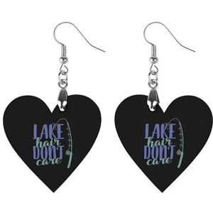 Vissen Lake Haar Niet Care Leuke Hartvormige Hanger Oorbellen Voor Vrouwen Lichtgewicht Houten Oorbellen Mode-sieraden Geschenken