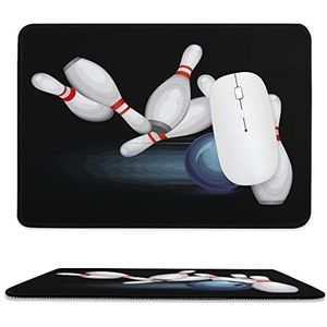 Bowlingbal en pinnen muismat antislip muismat rubberen basis muismat voor kantoor laptop thuis 7,9 x 9,4 inch
