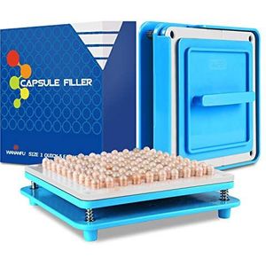 Wananfu Capsule vulmachine maat 1 met gedetailleerde instructies, 100 gaten, gebruik met gelatine of vegetarische lege capsules maat 1
