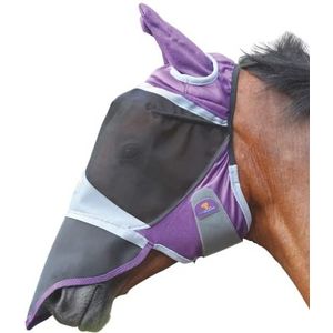 Shires - Vliegenmasker voor paarden met oren en neus Deluxe (Poney) (paars)