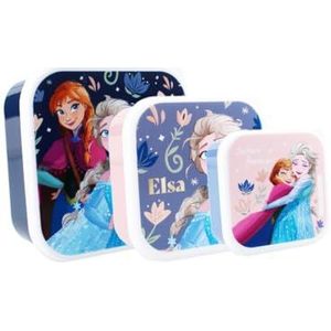 My sweety pop - Set van 3 lunchboxen - lunchbox - kinderen - wieg - kinderbedje - kinderkamer - school - vakantie - maaltijd - 11,5 cm (Frozen - Roze/blauw)