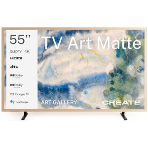 CREATE - QLED - 4K Smart TV - Licht Hout - 55 inch - Antireflectiescherm