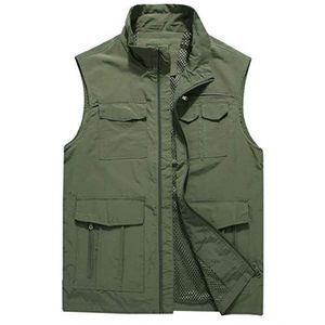 HXR Zomer nieuwe heren vest mouwloos vest outdoor sneldrogende ademend ves Bodywarmers (Color : Green, Size : XXXL)