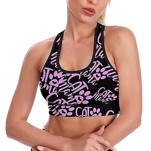 Kat Paw Mama Ademend Sport BH's voor Vrouwen Draadloze Workout Yoga Vest Ondergoed Racerback Crop Tank Top S