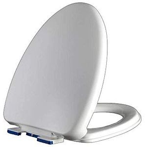 Hoes voor toiletbril Toiletbril V-type toiletdeksel met langzaam sluitende demping Dikker Pp Board toiletbrilhoes, wit
