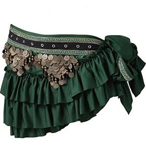 Optreden Buikkostuum, Franje Wikkel Retro Munten Riemen Heup Sjaal Buikdans Riem(Green)