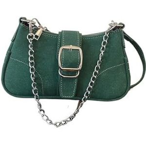 MZPOZB Dames denim ketting schoudertas dames messenger bag casual onderarm tas vrouwen tas, Groen 1, 25x7x13cm