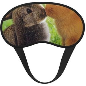 FZGGWYHL Konijn Paar Gedrukt Verduisterende Slaap Masker Aid Oogmasker Reizen Slaap Oogmasker