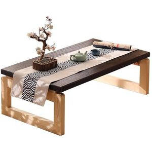 HRTLSS Japanse klaptafel, draagbare lage picknicktafel houten opvouwbare thee/snack ontbijt serveertafel op bed inklapbare kleine salontafels, campingtafel vloertafel