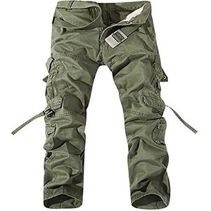 Broek Heren Cargo Veel zakken Cargobroeken Heren met zijzakken Lange broek Outdoor Tactische broek (met riem) (Color : ArmyGreen, Size : 4XL)