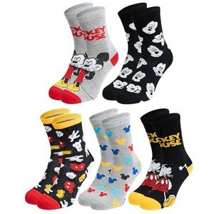 United Labels 5 paar Disney Mickey Mouse sokken voor heren, zwart/grijs, 40-45, herensokken, Meerkleurig, 40-45 EU