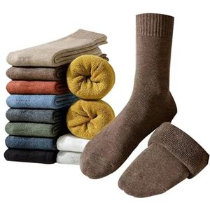 OuLi Store Warme herensokken, 10 paar grote wintersokken, kleurenmix, thermische wol, voor wandelen, skiën, vrije tijd, werk