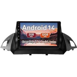 Android 15 Autoradio 9 inch touchscreen voor Ford Kuga 2013-2017 Autoradio Navigatie met Carplay met GPS navigatie Bluetooth FM USB Steering Wheel Control(X7 6G+128G)