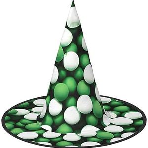 TyEdee Halloween heksenhoed tovenaar spookachtige pet mannen vrouwen, voor Halloween feest decor en carnaval hoeden - voetbal wit groen